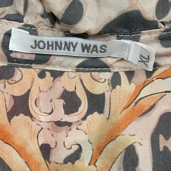 Johnny Was Amabel 100% Silk Blouse Large Cheetah Print Button Up Extra Large - Picture 10 of 14